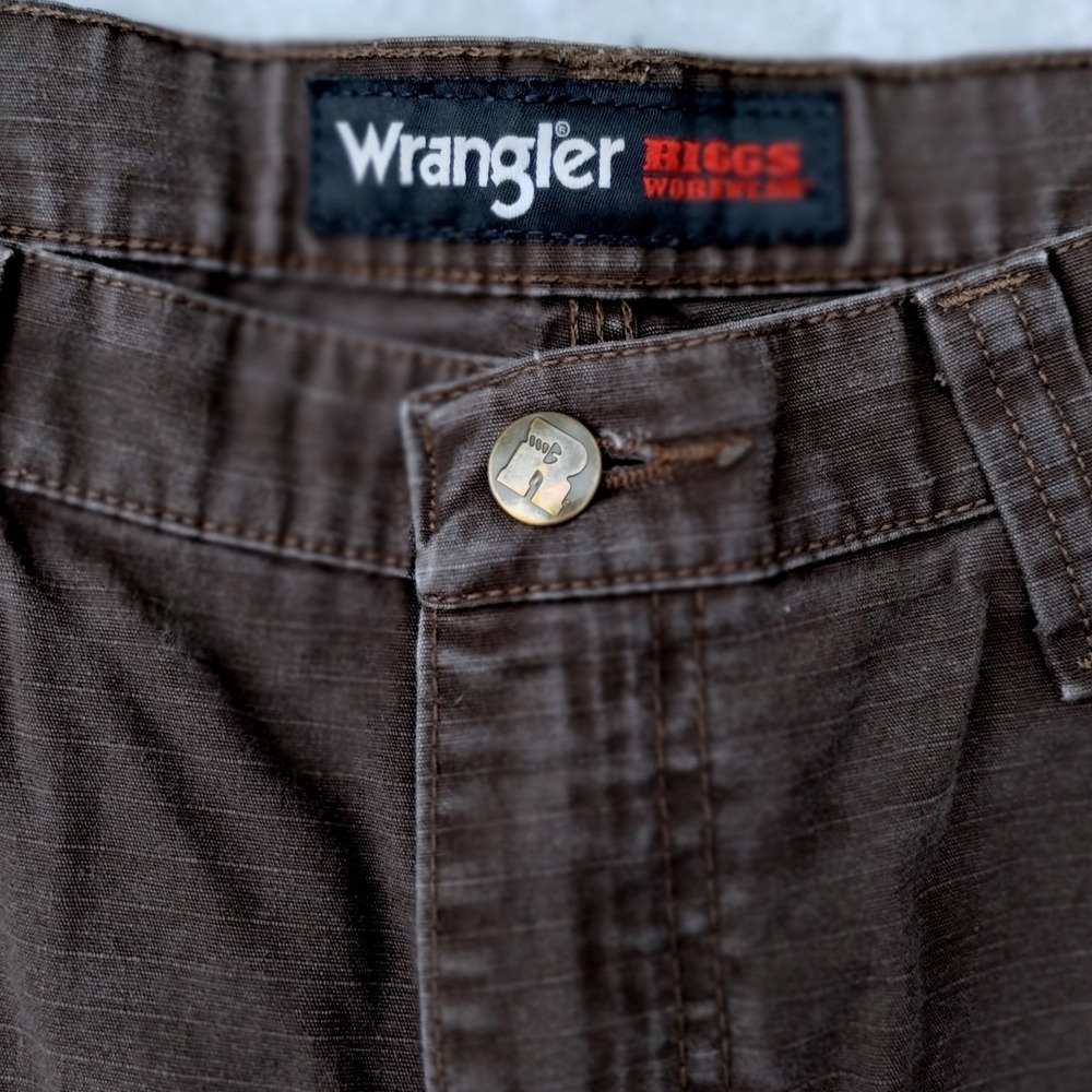 Wrangler Riggs Workwear Ripstop Pants Men's 38x30 Brown Cargo Carpenter Utility‎ - Picture 3 of 11